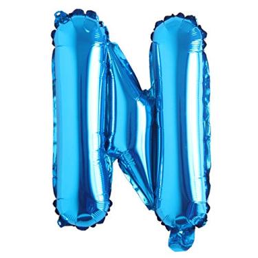 Imagem de Balões de festa de aniversário azul de 101,6 cm, decorações de casamento, alfabeto, letras de hélio, balões de hélio, suprimentos para chá de bebê (101,6 cm, azul puro N)