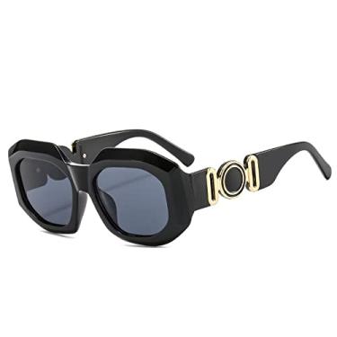 Imagem de Óculos de sol redondos de luxo gradiente feminino designer armação grossa óculos de sol superdimensionados uv400 óculos de sol hip hop, c1 preto preto, tamanho único