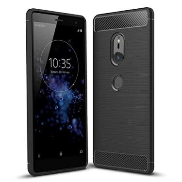 Imagem de HONGYAN Capa de telefone Para Sony XZ2 TEXTURA DE TEXTURA DE CARBONO DE CHUMPELA TPU CASO DE PROTEÇÃO TPU PROTEÇÃO Capa protetora