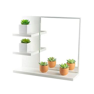 Imagem de Mercado das Prateleiras Armário de Banheiro com Espelho Nice Branco 40cm com 3 Prateleiras, Espelho Amplo, Moderno