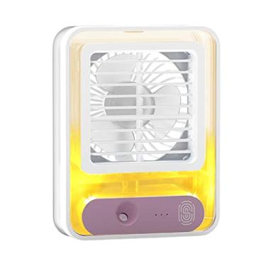 Imagem de mesa pequeno com spray névoa,Mini Condicionador Ar Portátil LED Night Light - Ventilador portátil alimentado por USB, fluxo ar aprimorado, recarregável silencioso para Uwariloy