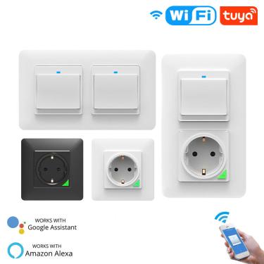 MoesHouse Interruptor de parede inteligente com luz WiFi Tomada Botão de saída DE UE Smart Life Tuya sem fio Controle Re Banggood