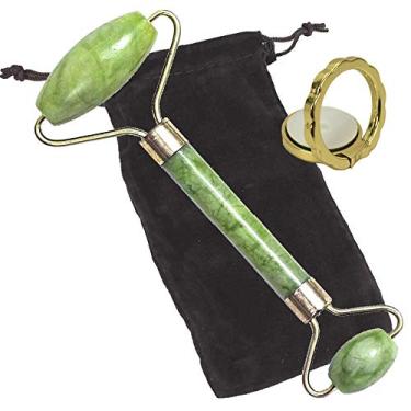 Imagem de Rolo Massageador Facial Anti Estresse Quartzo Verde + Suporte Celular CBRN15665