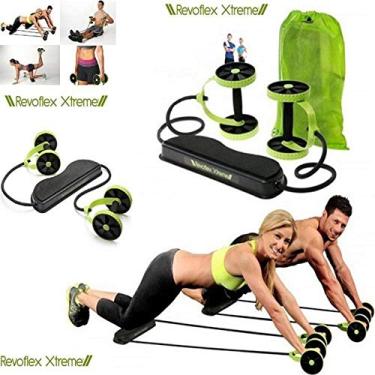 Imagem de Kit musculação fitness completo academia em casa revoflex elastico roda abdominal extensor para braços e pernas emagracedor
