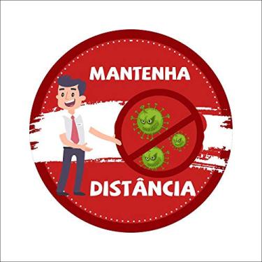 Imagem de Adesivo P/Chão Mantenha Distância Vermelho 10 Unidades Mod03