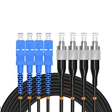 Imagem de Jeirdus 60 metros SC para FC 4 Core Cabo de fibra óptica blindada para ambientes externos, cabo óptico 9/125 SC-FC