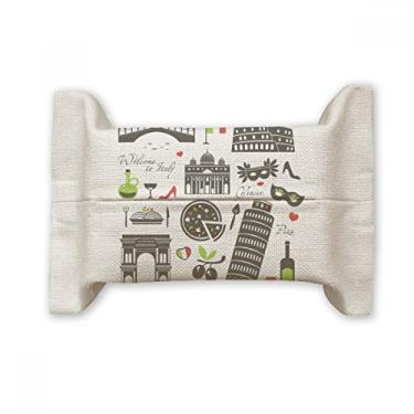 Imagem de Bolsa de linho de algodão com suporte para cobertura de papel para lenços faciais The Leaning Tower of Pisa Roman Theater