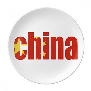 Imagem de Placa de nome da bandeira da China decorativa de porcelana salver louça de jantar