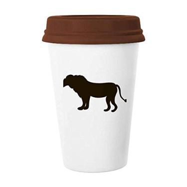 Imagem de Caneca de vidro de cerâmica com desenho de leão preto