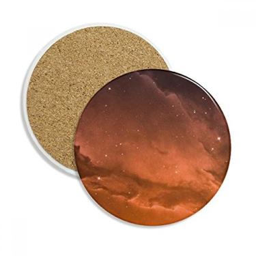 Imagem de Nuvens Vermelho Céu Estrelado Caneca Porta-copos Caneca Proteger Mesa Pedra Absorvente