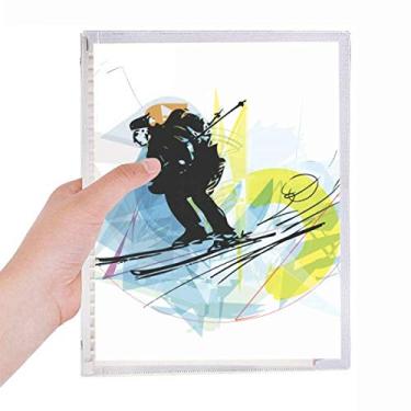 Imagem de Caderno de anotações de folhas soltas para esqui e esportes de esqui e aquarela para diário