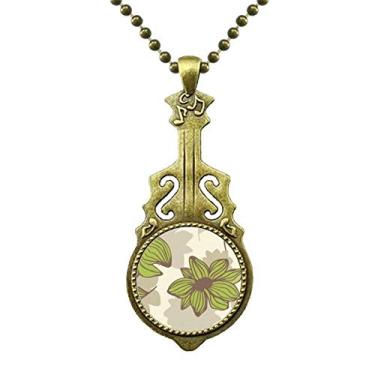 Imagem de DIYthinker Colar de tinta de planta verde marrom com pingente de música de guitarra antiga