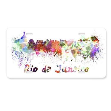 Imagem de DIYthinker Rio De Janerio Placa de licença em aquarela da cidade do Brasil, Decoração de aço inoxidável