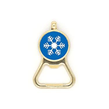 Imagem de Chaveiro de aço inoxidável com contorno de flocos de neve azul para esportes de inverno