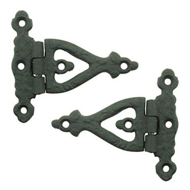 Imagem de Renovators Supply Manufacturing Dobradiça de alça de porta de armário com ferragens de 7,6 cm. Dobradiça de montagem embutida de ferro forjado preto resistente à ferrugem para armários, pacote com 2