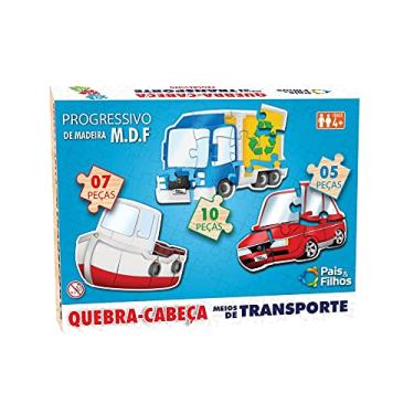 Imagem de Quebra Cabeça 5/7/10 Pçs Progressivo - Meios De Transportes - Madeira, Pais & Filhos, Multicor