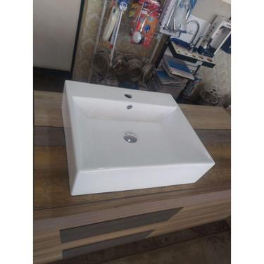 Imagem de Cuba Sobrepor Retangular Louça Branca