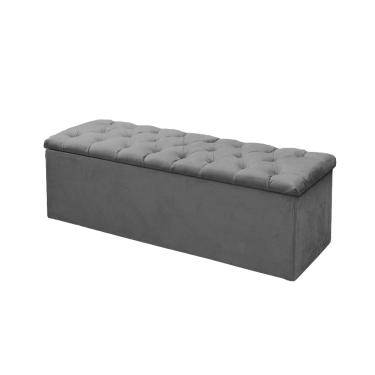 Imagem de Calçadeira Baú P/ Box Solteiro 90cm Mirage c/ Capitonê Suede Cinza - LM DECOR