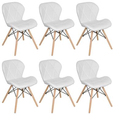 Imagem de Kit 6 cadeiras estofadas Charles Eames Eiffel Slim Wood confort
