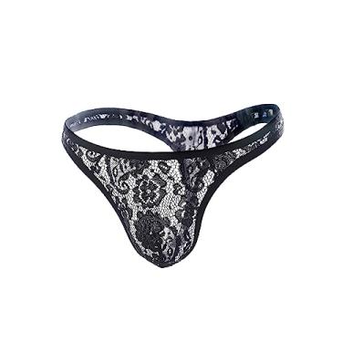 Imagem de SINMIUANIME Men's lace Anime Panties Three Point Underwear Sheer Mesh Bikini Briefs T-back G-string Panty Sexy (YS3Black, XL)
