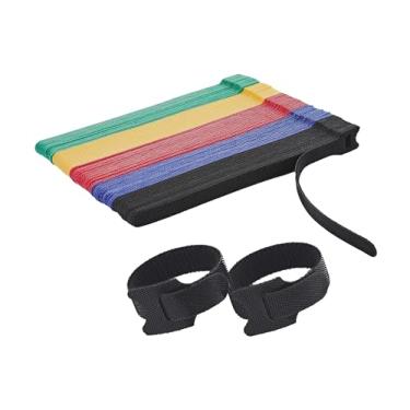 Imagem de 50x Presilha 30cm Fita Abraçadeira Preta Cabos Chicote Fios organizador de fios Fecho de contato (Multicolor)