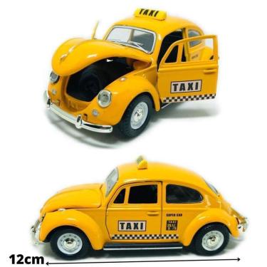 Imagem de Fusca Táxi Amarelo Metal - 5cm x 5,5cm x 12,5cm - Fricção