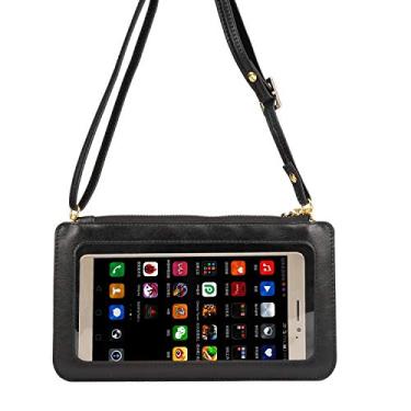 Imagem de Bolsa transversal de couro PU com tela sensível ao toque, bolsa de ombro universal para celular compatível com iPhone Xs Max XR X 8 7 Plus, Samsung Galaxy S8 S9 Plus Note 8, S10 Lite, s20+, s20