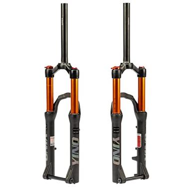 Imagem de BUCKLOS YINO Garfo de suspensão pneumática MTB de 61.0 cm, viagem de 120 mm, QR 9 mm/100 * 15 mm, freio a disco de eixo passante, tubo reto de 3,5 cm, bloqueio manual XC AM, garfos dianteiros