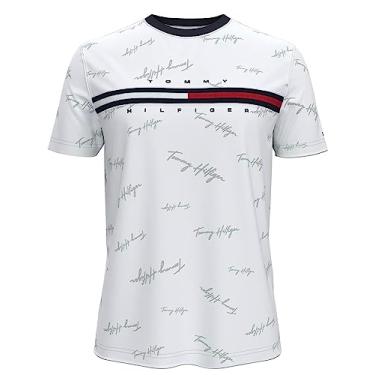 Imagem de Camiseta masculina Tommy Hilfiger com logotipo grande de ajuste clássico, Silver Tommy Hilfiger Signature, Large