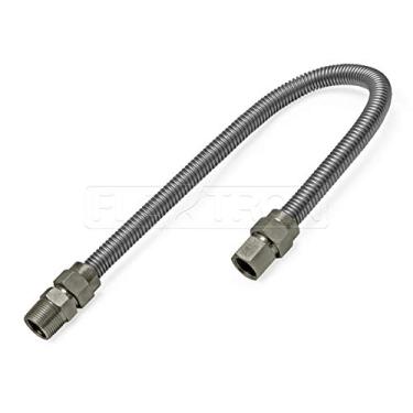 Imagem de Flextron FTGC-SS14-24F Conector de linha de gás flexível de 60 cm com diâmetro externo de 9,5 mm e conexões MIP de 1/2 polegada FIP x 3/8 polegadas, conectores de aquecedor de ambiente de aço