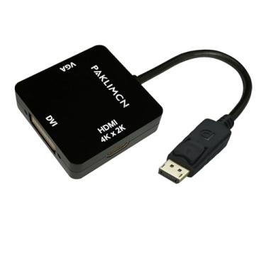 Imagem de Adaptador VGA DVI DP para HDMI DisplayPort para HDMI Two 4K Adaptador 3 em 1 Display Port para HDMI VGA DVI Conversor macho para fêmea banhado a ouro (retangular), Square Black