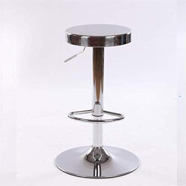 Imagem de Simple Atmosphere Stainless Steel Swivel Chair, Adjustable Height Round Stool Home Use Kitchen Dining Room Cafe Office Drawing Stool with Chrome Base Non-Slip Seat, b, 3240-50CM//386 (Color : B, S