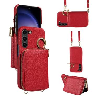 Imagem de Furiet Capa carteira para Samsung Galaxy S23 5G com alça de ombro e fivela de anel, bolsa de órgão flip de couro PU de luxo, suporte de cartão, capa para celular para S 23 23S GS23 G5 SM-S911U 6,1