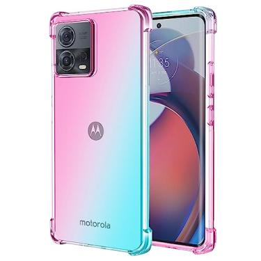 Imagem de Ueokeird Capa para Motorola Edge 30 Fusion, Motorola S30 Pro XT2243-2, capa protetora transparente e fofa gradiente fina antiarranhões TPU à prova de choque para Motorola Moto S30 Pro (rosa)