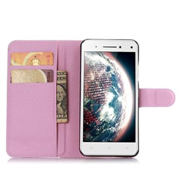 Imagem de Capa carteira Lenovo VIBE S1, capa carteira flip de couro PU premium com compartimento para cartão, suporte e fecho magnético [capa interior TPU à prova de choque] compatível com Lenovo VIBE S1