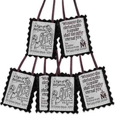 Imagem de Scapulars Catholic, pacote com 3 colares católicos escapulários a granel marrom de Nossa Senhora do Monte Carmelo, Escapularios Católicos, presente para primeira comunhão e confirmação, decoração de