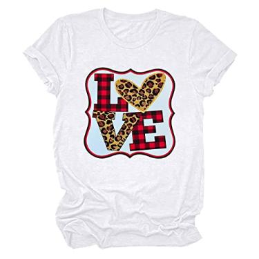 Imagem de Camiseta de Dia dos Namorados Masculina Feminina Manga Curta para Casal dos Namorados Combinando para o Dia dos Namorados para Homens e Mulheres, E4-#branco, XXG