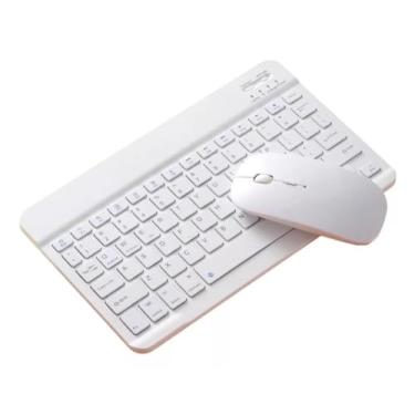 Imagem de VITX Kit Teclado E Mouse Sem Fio Bluetooth Colorido Para Pc iPad (Branco)