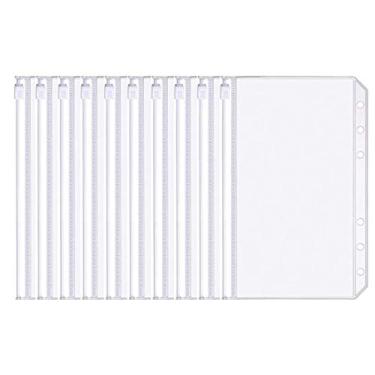 Imagem de Onwon 20 peças de bolso para fichário, tamanho A6, 6 furos, pastas translúcidas com zíper, à prova d'água, sacos de folhas soltas, bolsa de EVA para arquivamento de documentos de plástico para