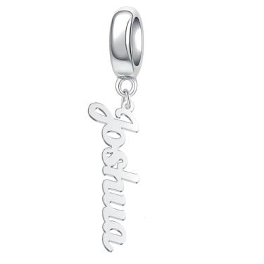 Imagem de MiWangLing Pingente de nome personalizado para pulseira Pandora feminina inicial contas presentes de Natal, Metal, Zircônia cúbica