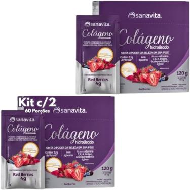 Imagem de Colágeno Verisol Para Pele Cabelo e Unhas - Kit 2x Colágeno Hidrolisado Verisol Sanavita 60 sachês - Saúde da Pele Cabelo e Unhas (Kit 2x Red Berries)