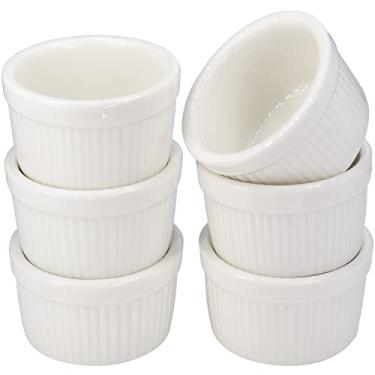 Imagem de BOEEA Pacote com 6 mini ramequins empilháveis – Prato de suflê de porcelana de 30 ml, conjunto de copos de sobremesa pequenos, molho de mergulho, seguro para micro-ondas e forno, branco (StyleA)