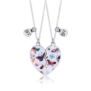 Imagem de Saalort Conjunto de colar Best Friends para 2 colares magnéticos de coração dividido Presentes de amizade Pingente combinando BFF, Zinco, Ametista