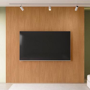 Imagem de Painel para TV Até 90 Polegadas Ripado 100% Mdf Nature Fosco 8100 - Linea Brasil