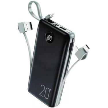 Imagem de Power Bank Carregador Portátil 20.000mAh Digital compatível com iPhone, Samsung, Motorola, Nokia, Asus e Xiaomi Universal Celular Power Bank 3em1-Vende Mais (Branco/Cinza)