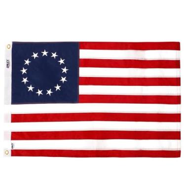 Imagem de Anley EverStrong Series Betsy Ross Flag 2x3 pés de nylon resistente - estrelas bordadas e listras costuradas - 4 linhas de costura - Bandeiras históricas patrióticas dos EUA com ilhós de latão 2 x 3 pés
