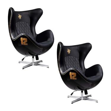 Imagem de Kit 2 Poltronas Decorativas Egg Chair Lotus nº 12 Preta G53 - Gran Belo