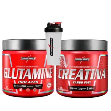 Imagem de Creatina Carbo Fuel 300g - Laranja Integralmédica + Glutamine Isolates 300g - Integralmedica + Coqueteleira 700ml