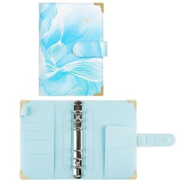 Imagem de Joucien A6 Caderno de impressão de imagem colorida de folha solta couro PU clipe de folha solta Ledger-Turquesa (concha única)
