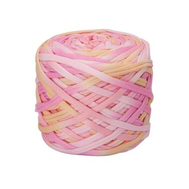 Imagem de Camiseta de 200 g de tecido elástico de crochê para tricô DIY, fio de tricô grosso para mão faça você mesmo, cesta de almofada, projetos de crochê, decoração de casa (flor de pêssego)